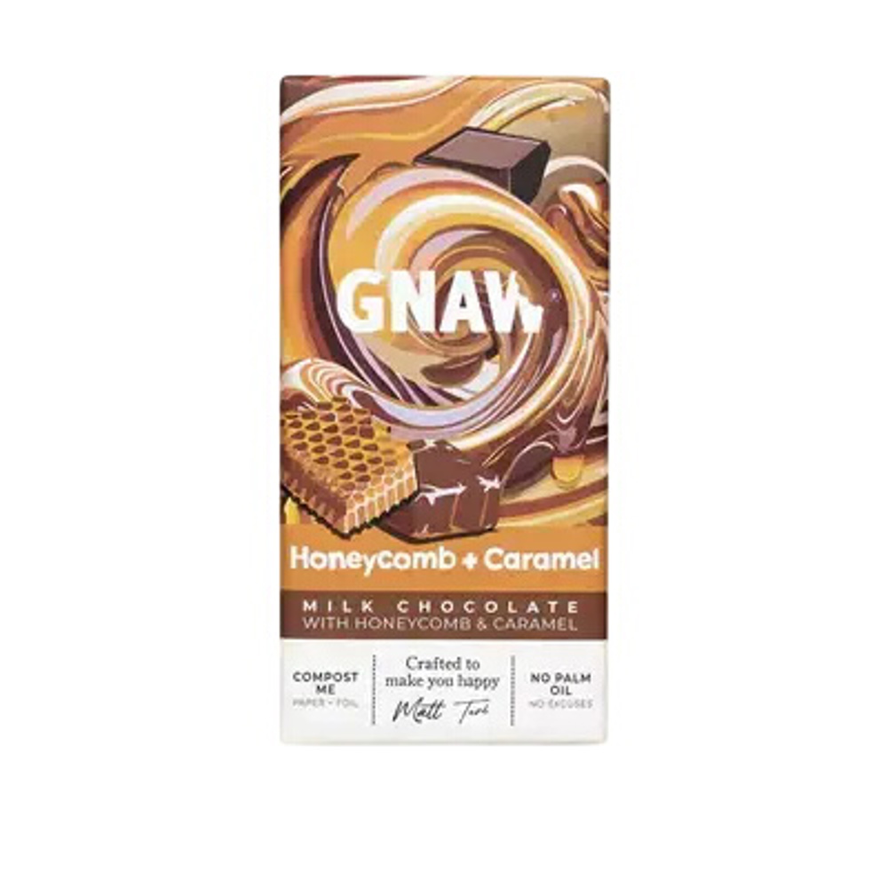 Gnaw Honeycomb & Caramel Milk Chocolate Bar 80g